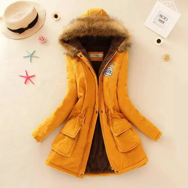 New Autumn Winter Women Cotton Jacket Padded Casual Slim Coat Emboridery Hooded Parkas Wadded Warm Overcoat