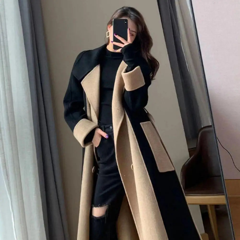 Stylish Lady Coat Double-Sided Keep Warm Pockets Anti-Wrinkle Lapel Women Winter Coat