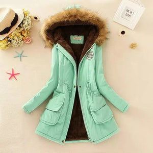 New Autumn Winter Women Cotton Jacket Padded Casual Slim Coat Emboridery Hooded Parkas Wadded Warm Overcoat