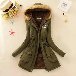 New Autumn Winter Women Cotton Jacket Padded Casual Slim Coat Emboridery Hooded Parkas Wadded Warm Overcoat