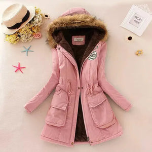 New Autumn Winter Women Cotton Jacket Padded Casual Slim Coat Emboridery Hooded Parkas Wadded Warm Overcoat