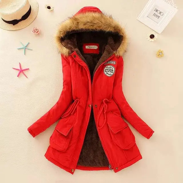 New Autumn Winter Women Cotton Jacket Padded Casual Slim Coat Emboridery Hooded Parkas Wadded Warm Overcoat